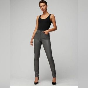 White House Black Market coated charcoal gray skinny Jeans